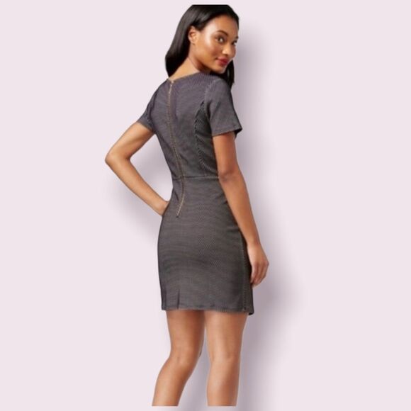 NWT Kensie Black & White Checkered Knit Zipper Skirt Dress Women's Size M - Picture 2 of 11